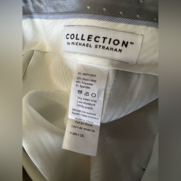 COLLECTION MICHAEL STRAHAN Mens Two Piece Suit Jacket 44S Pant 36Wx32L Gray - Picture 7 of 7